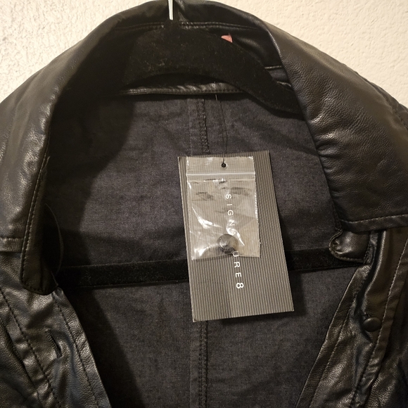 Signature 8 Faux Leather Top Black Size Small - Picture 3 of 8